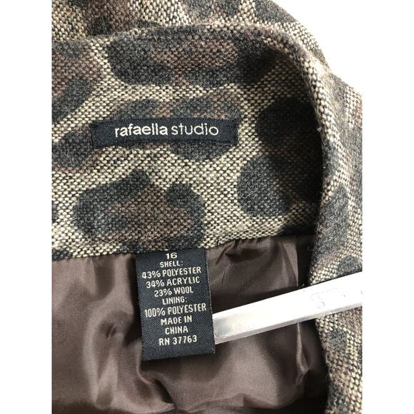 Rafaella Studio Skirt Women 16 Lined wool Blend Animal Print Split & Zipper Back - Picture 4 of 6